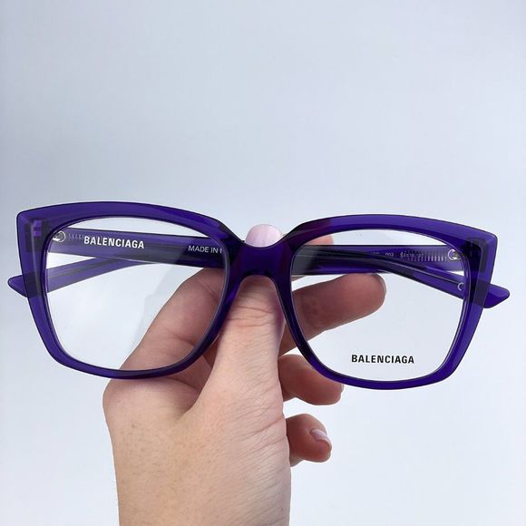 Balenciaga BB0062O 003 Eyeglasses Violet Logo Square Women - Picture 8 of 12